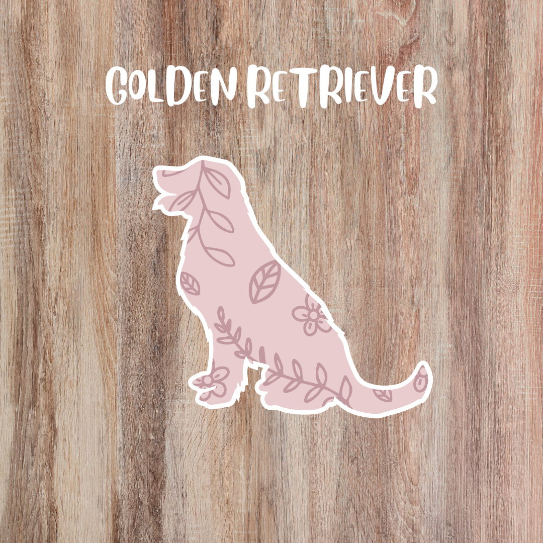Golden Retriever Floral Sticker