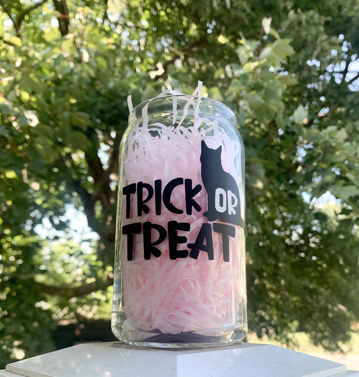 The same spooky cup from a low angle.
