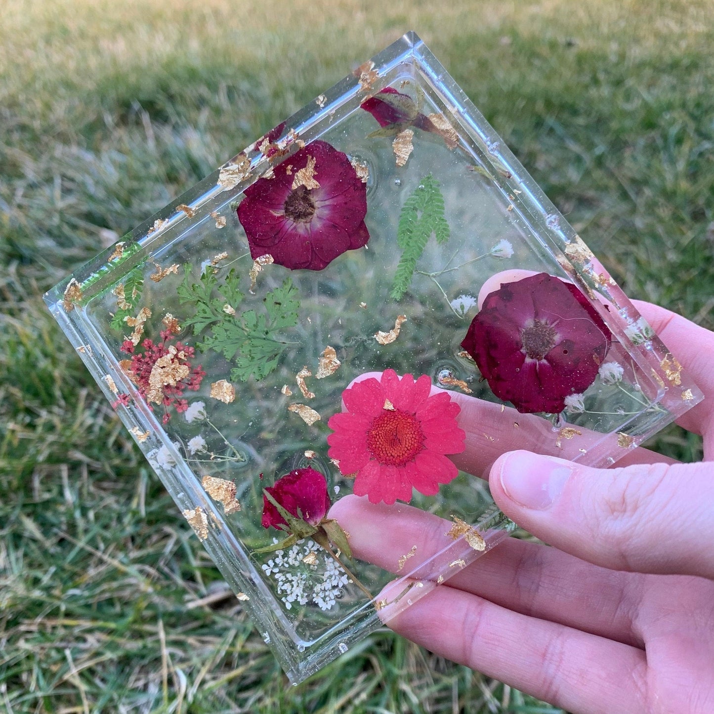 Handmade Floral Resin Coaster | Square Resin Coasters | Dried Flowers Table Decoration | Real Flower Decor