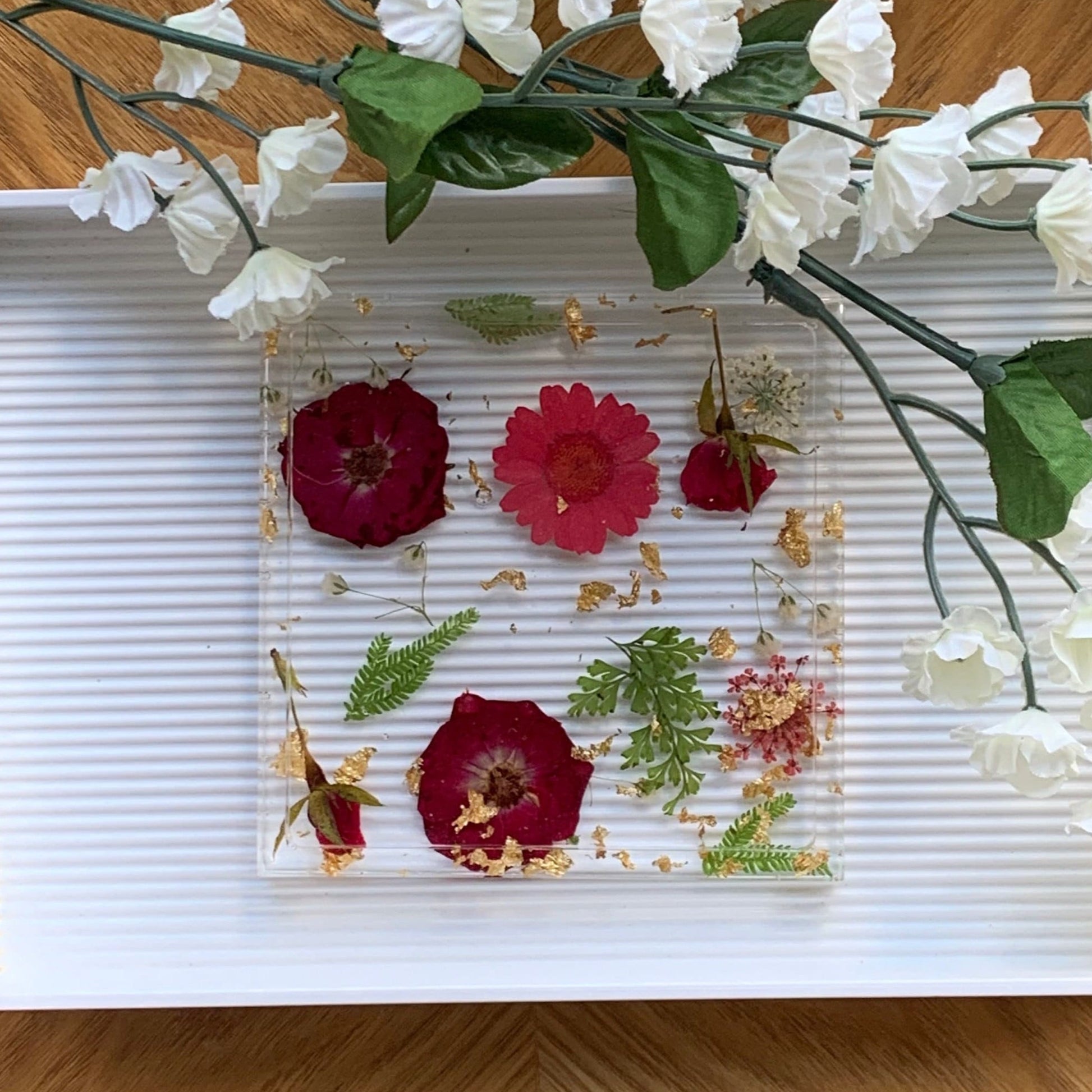 Handmade Floral Resin Coaster | Square Resin Coasters | Dried Flowers Table Decoration | Real Flower Decor